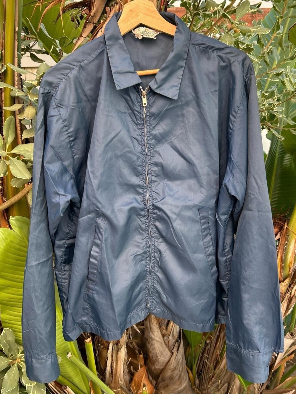 Vintage 1960s Kolesport Blue Nylon Windbreaker Jacket USA Made 44